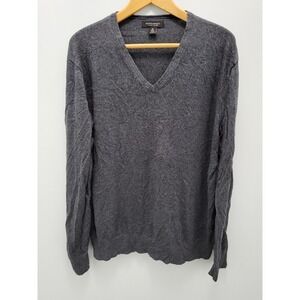 Banana Republic V-Neck Sweater Mens‎ XL Luxury Blend Silk Cotton Cashmere Gray